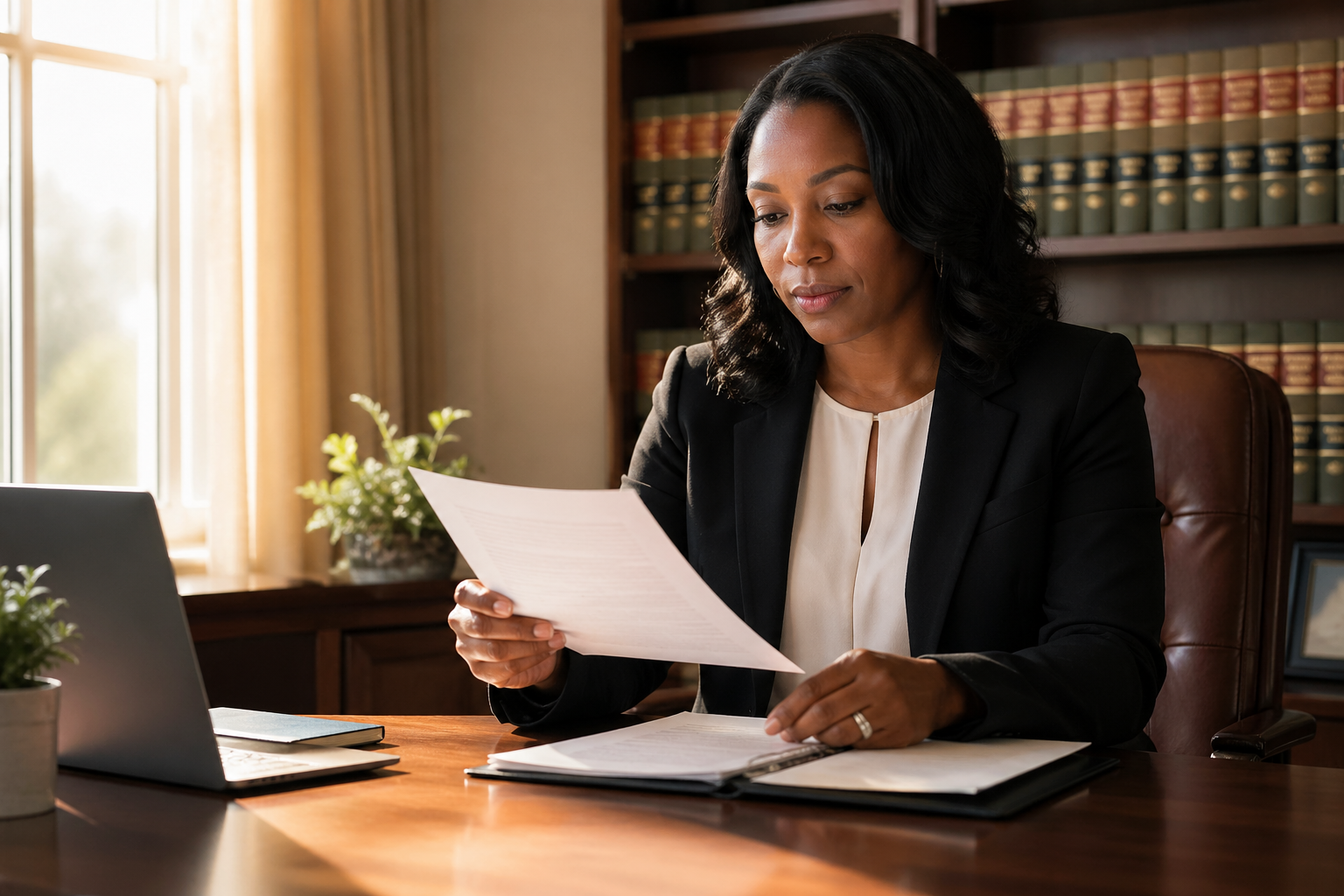 Focused professionalism in a sunlit office